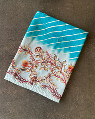 Teal Garden Cotton Print Salwar Material