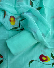 Green Printed Jaipur Cotton Salwar Material