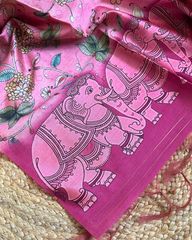 MAGENTA TOP DYED WEAVING SAREE