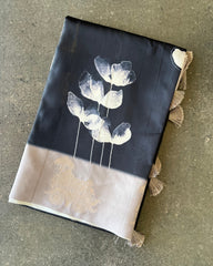 Noor Charcoal Tusser Silk Saree