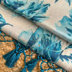 MILKY FLORAL POLY EMBOSE SILK SAREE