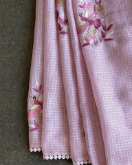 Blush Blossom Grace Dusty Pink Kota Cotton Saree