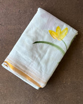 Mint Meadow Linen Hand Painted Saree