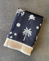 Neel Palm Block Pichhawai Saree