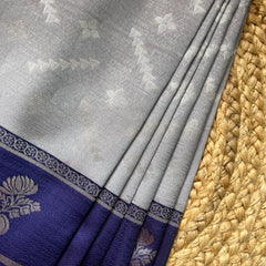 GREY & INDIGO ART DUPION SAREE