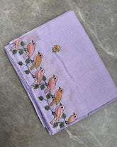 Pastel Bird Garden Embroidered Kota Saree
