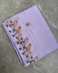 Pastel Bird Garden Embroidered Kota Saree