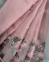 Woodland Deer Embroidered Kota Saree