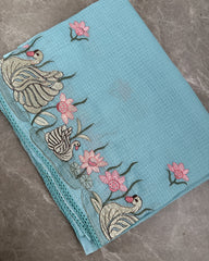 Royal Swan Embroidered Kota Saree