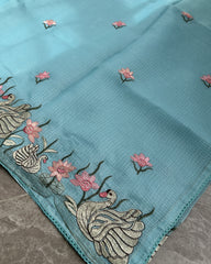 Royal Swan Embroidered Kota Saree