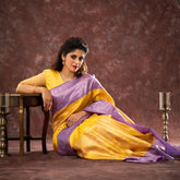 Yellow Lavender Pure Kancheepuram Silk Saree