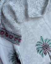 White Floral Border Jaipur Cotton Salwar Material