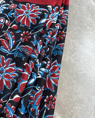 Navy Floral Bagru Cotton Saree