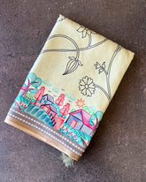 Ivory Canvas Digital Print Saree