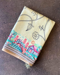 Ivory Canvas Digital Print Saree