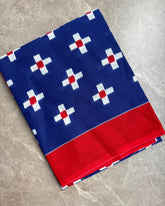 Blue Ikat-Inspired Cotton Saree