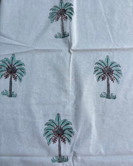White Floral Border Jaipur Cotton Salwar Material