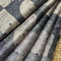 GREY CHAPPA TUSSER SAREE