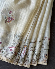Golden Forest Tale Mustard Yellow Kota Cotton Saree