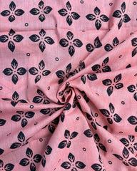 Peach Geometric Bagru Cotton Saree