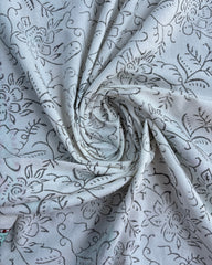 White Floral Border Jaipur Cotton Salwar Material