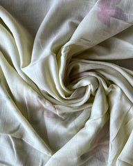 Ivory Petal Linen Hand Painted Saree