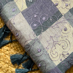 GREY CHAPPA TUSSER SAREE