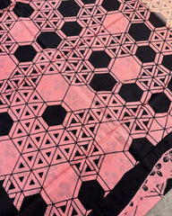Peach Geometric Bagru Cotton Saree