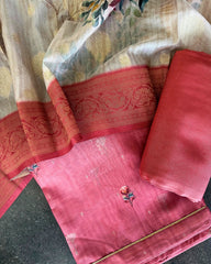 PINK SEMI TUSSAR SALWAR SUIT
