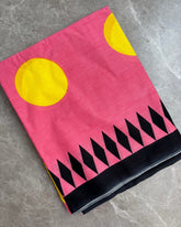 Pink Statement Border Bagru Cotton Saree