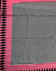 Pink Statement Border Bagru Cotton Saree