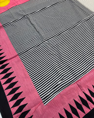 Pink Statement Border Bagru Cotton Saree