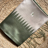 OFF-WHITE TOP DYED SAREE WITH SAGE GREEN BORDER