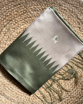 OFF-WHITE TOP DYED SAREE WITH SAGE GREEN BORDER