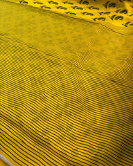 Yellow Paisley Bagru Cotton Saree