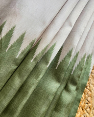 OFF-WHITE TOP DYED SAREE WITH SAGE GREEN BORDER
