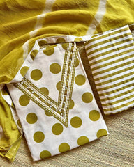 MUSTARD POLKA COTTON SALWAR SUIT