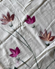 Ivory Petal Linen Hand Painted Saree