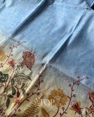 BLUE ZARI LINEN COTTON SALWAR SUIT