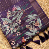 MAROON FLORAL SEMI DUPION SILK EMBROIDERY WORK SAREE