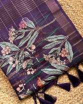 MAROON FLORAL SEMI DUPION SILK EMBROIDERY WORK SAREE