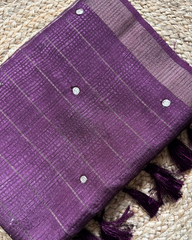 MAROON FLORAL SEMI DUPION SILK EMBROIDERY WORK SAREE