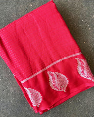 Vyoma Red Viscose-Linen Saree