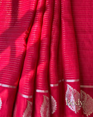 Vyoma Red Viscose-Linen Saree