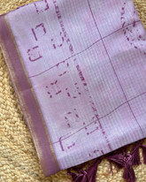 MAUVE PINK CHAPPA TUSSER PRINT SAREE