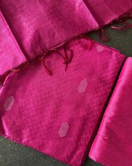 FUCHSIA WEAVE PURE TISSUE PRINT SALWAR SUIT SET