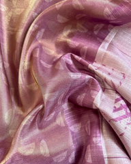 MAUVE PINK CHAPPA TUSSER PRINT SAREE