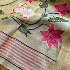 LOTUS TISSUE PICHUVAI PRINT SAREE