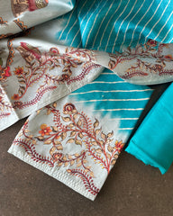 Teal Garden Cotton Print Salwar Material