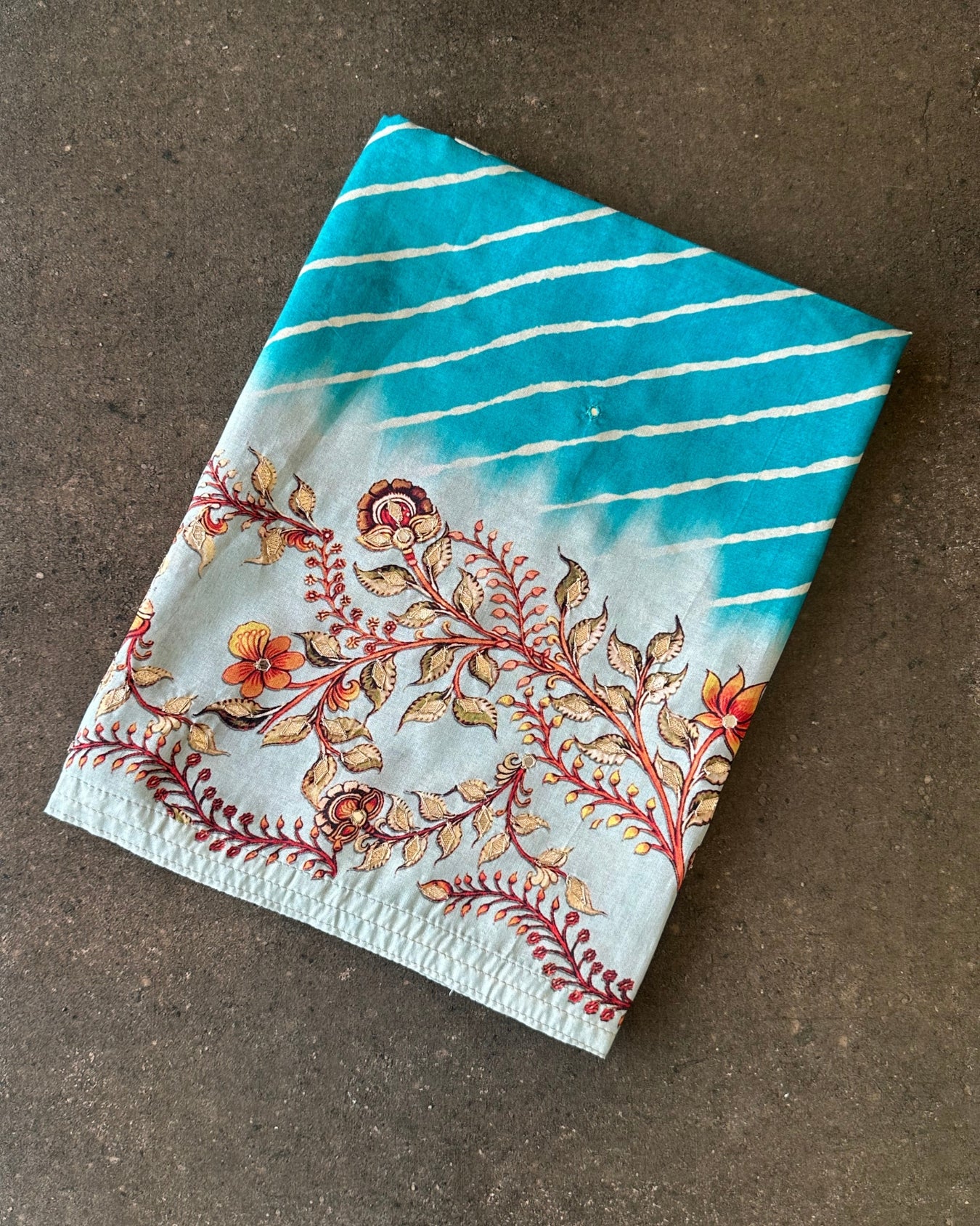 Teal Garden Cotton Print Salwar Material